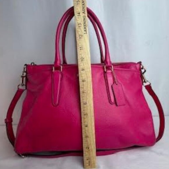 Coach AUTHENTICATED Madison Pebbled Leather Satchel Tote Bag โ Hot Pink - Picture 12 of 14